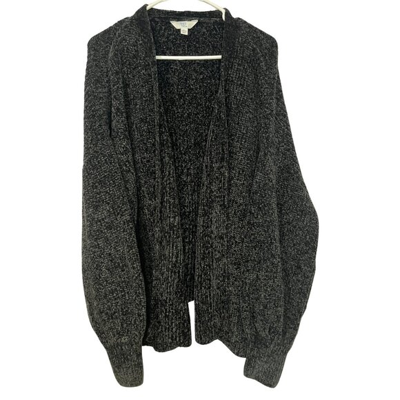 Time and Tru Black Open Front Cardigan Women's Size L Cozy Casual Knit Sweater - Picture 1 of 12